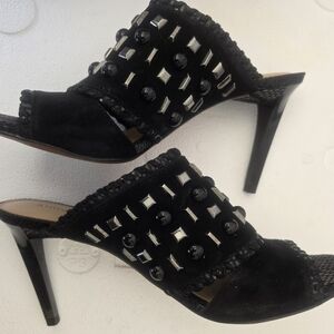 ANTONIO MELANI Black and Silver Embellished Heels